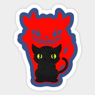 Cat With Evil Shadow For Halloween Sticker